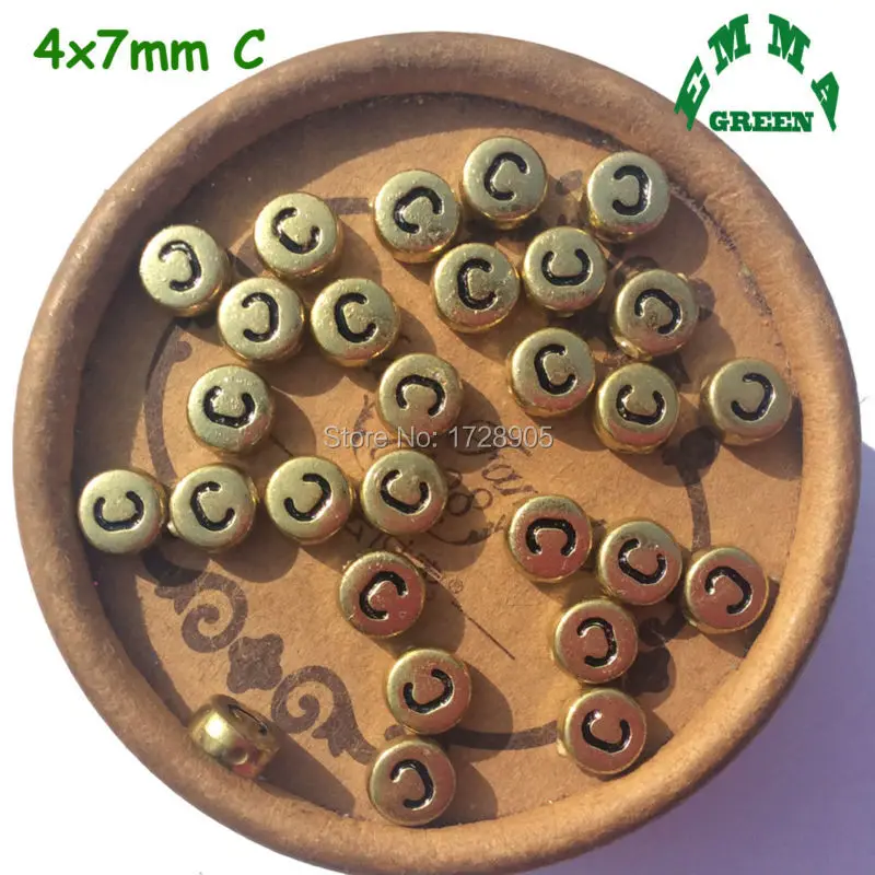 Золотые бусины буквы для изготовления ювелирных изделий 4*7 мм 50 шт. отдельные