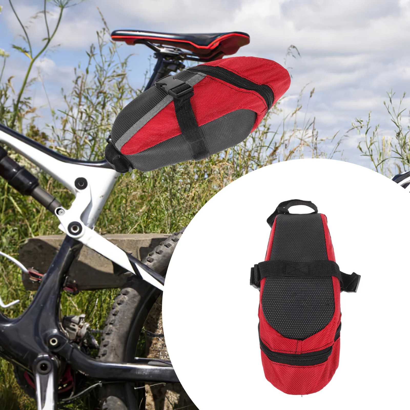 

Bicycle Saddle Bag Cycling Back Seat Large Capacity Pouch Bike Duffle Organizer Outdoor Cushion Storage Bicycles Rear Zipper