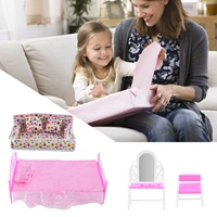 miniature princess furniture accessories kids gift dresser set sofa set bed set hangers mirror wardrobe for doll