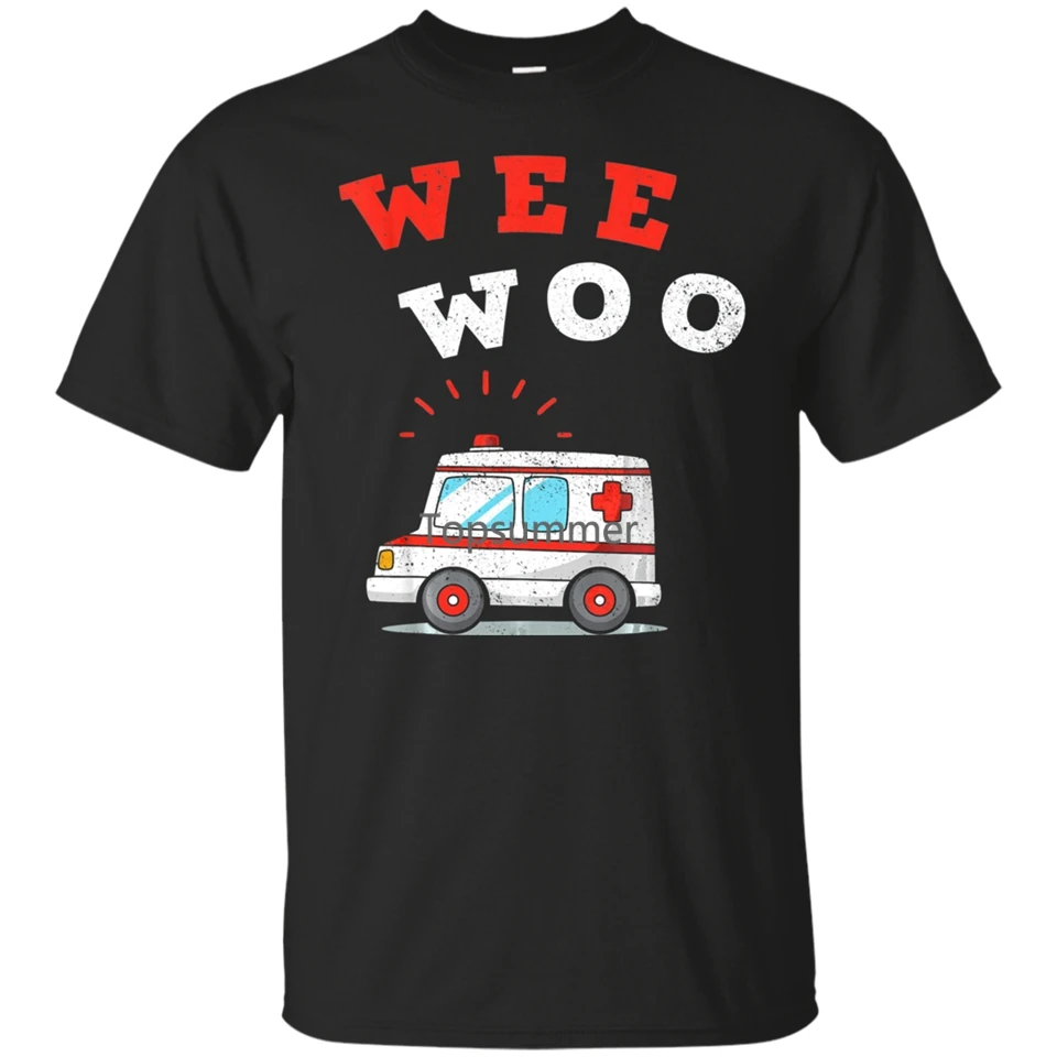 

Wee Woo Ambulance Amr Funny Ems Emt Paramedic Black Short Sleeve T-Shirt M-3Xl Slim Fit Tee Shirt
