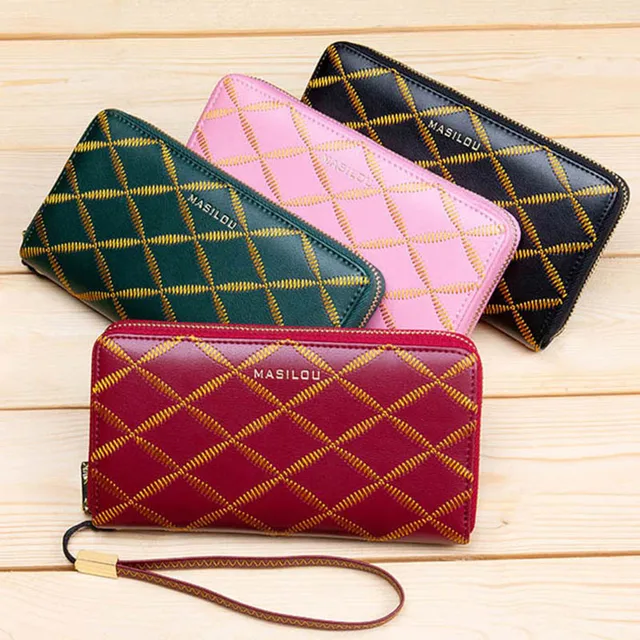 Long Zipper Women's Wallet RFID Blocking Genuine Leather Wallets for Women Fashion Female Clutch Bag Card Holder for Woman 5