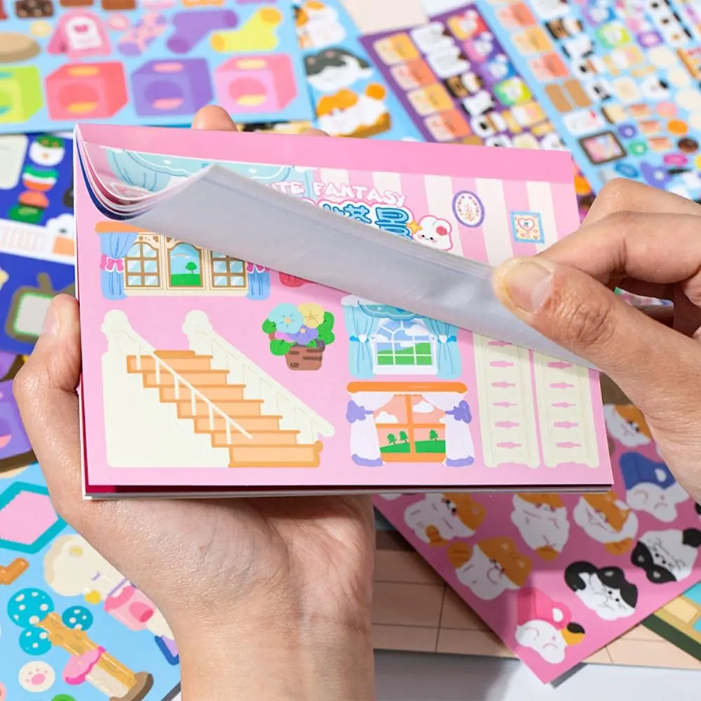 

Scrapbooking Set Scenery Sticker Book Cartoon Hand Account Aesthetic DIY Decorative Sticker Personalized Children Toys Girls