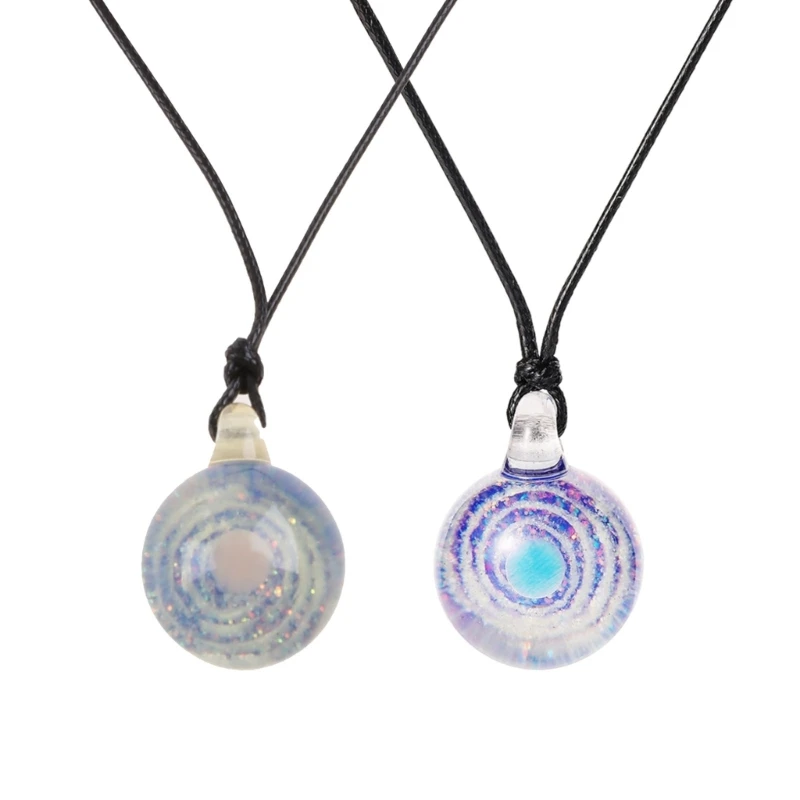 

Micro Landscape Glass Art Necklace Galaxies Planet Round Pendant Necklace