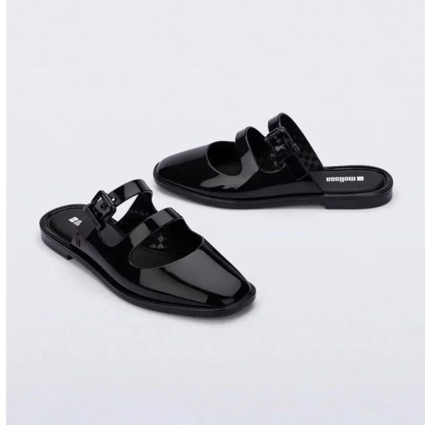 Тапочки Мэри Джейн на низком каблуке Melissa, женские сандалии на плоской подошве, летние туфли-стринги без шнуровки с пряжкой и круглым носком, материал ПВХ (art.: 3920cf57712d5) - 3920cf57712d5