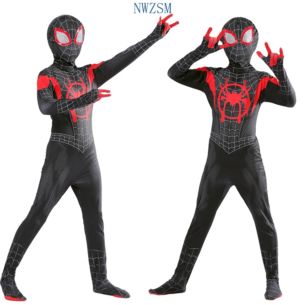 Черный костюм Человека-паука с 3D-принтом для взрослых и детей косплея супергероя