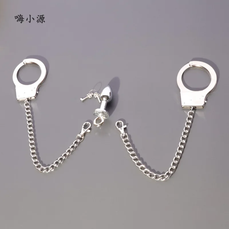 FunSMButt Plug с наручниками плюс цепочка для перетаскивания переплетом ключа Реквизит