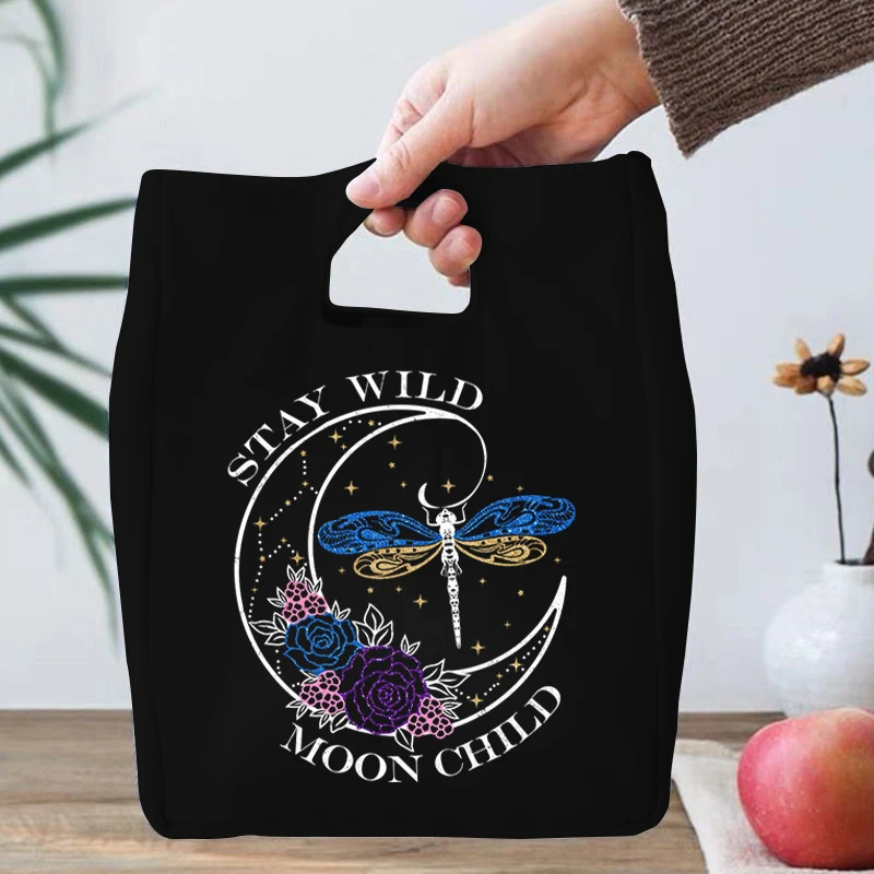 

Mystic Moon Witch Print 2022 Lunch Bags Handle Insulation Cooler Bag Women Kid Picnic Travel Portable Food Storage Thermal Bag