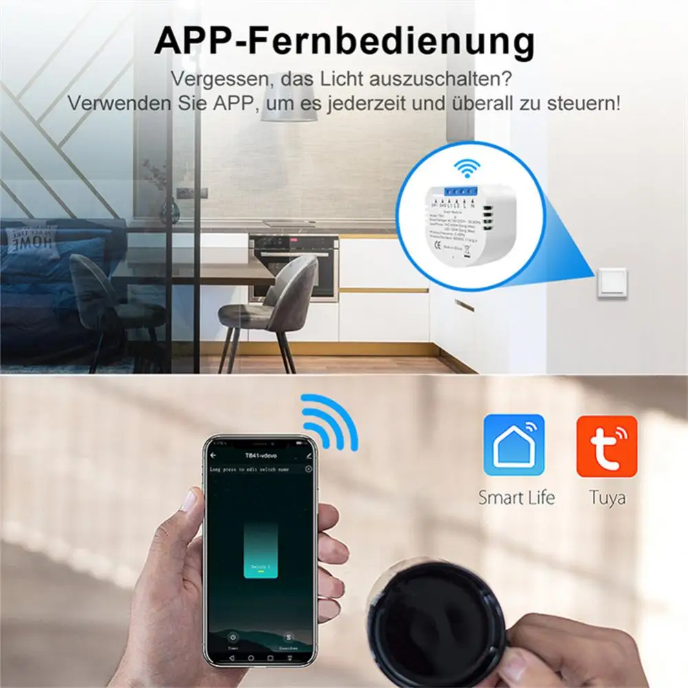 

Voice Control Switch Module Wifi Mini Breaker 2-way Tuya App Remote Control Intelligent Lamp Switch Works With Alexa Google Home
