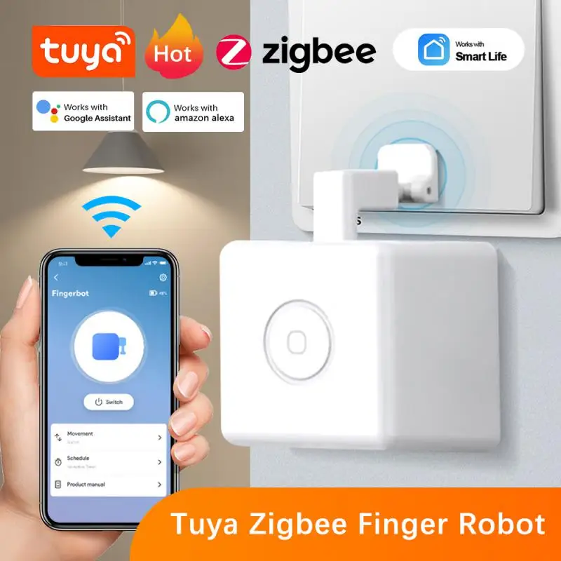 

Умный выключатель Tuya Zigbee Fingerbot Plus, кнопка для умного дома, с голосовым управлением через приложение Google Home