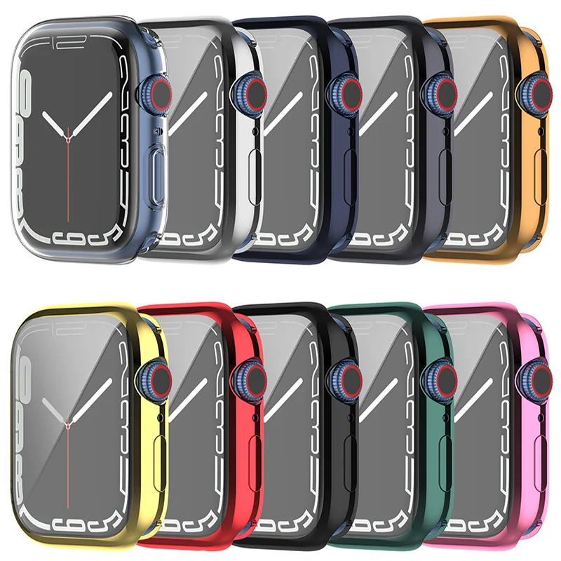 TPU Cover for apple watch band series 8 7 6 5 4 SE 44mm 40mm iwatch 3 38/42mm Accessories bumper screen protector case 41mm 45mm
