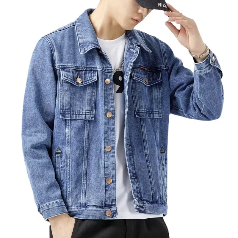 Мужская джинсовая куртка с карманами черная короткая куртка-бомбер из денима