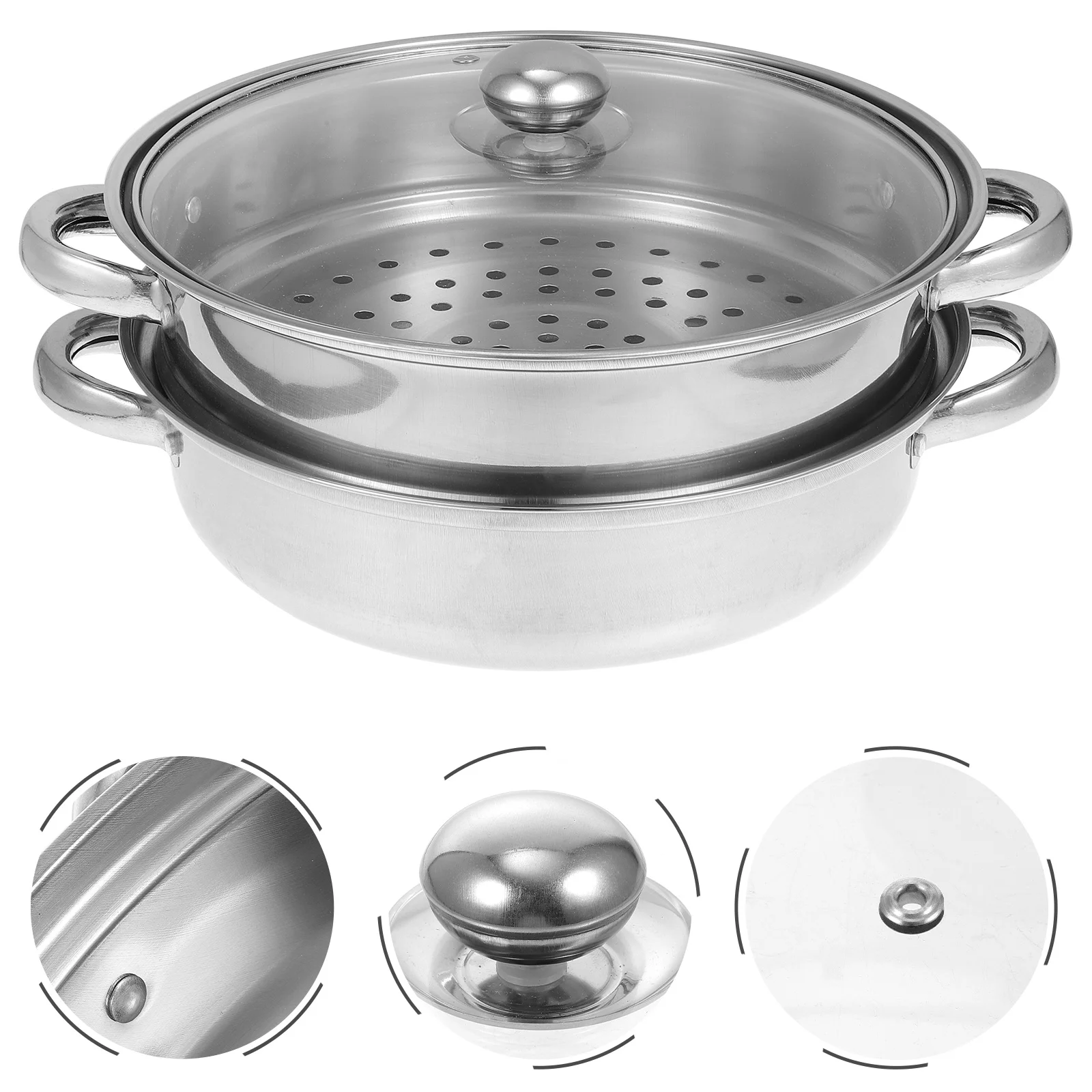 

Steamer Pot Cookware Pasta Steaming Steel Stainless Dim Sum Fish Veggie Dumpling Chinese Bun Stock Seafood
