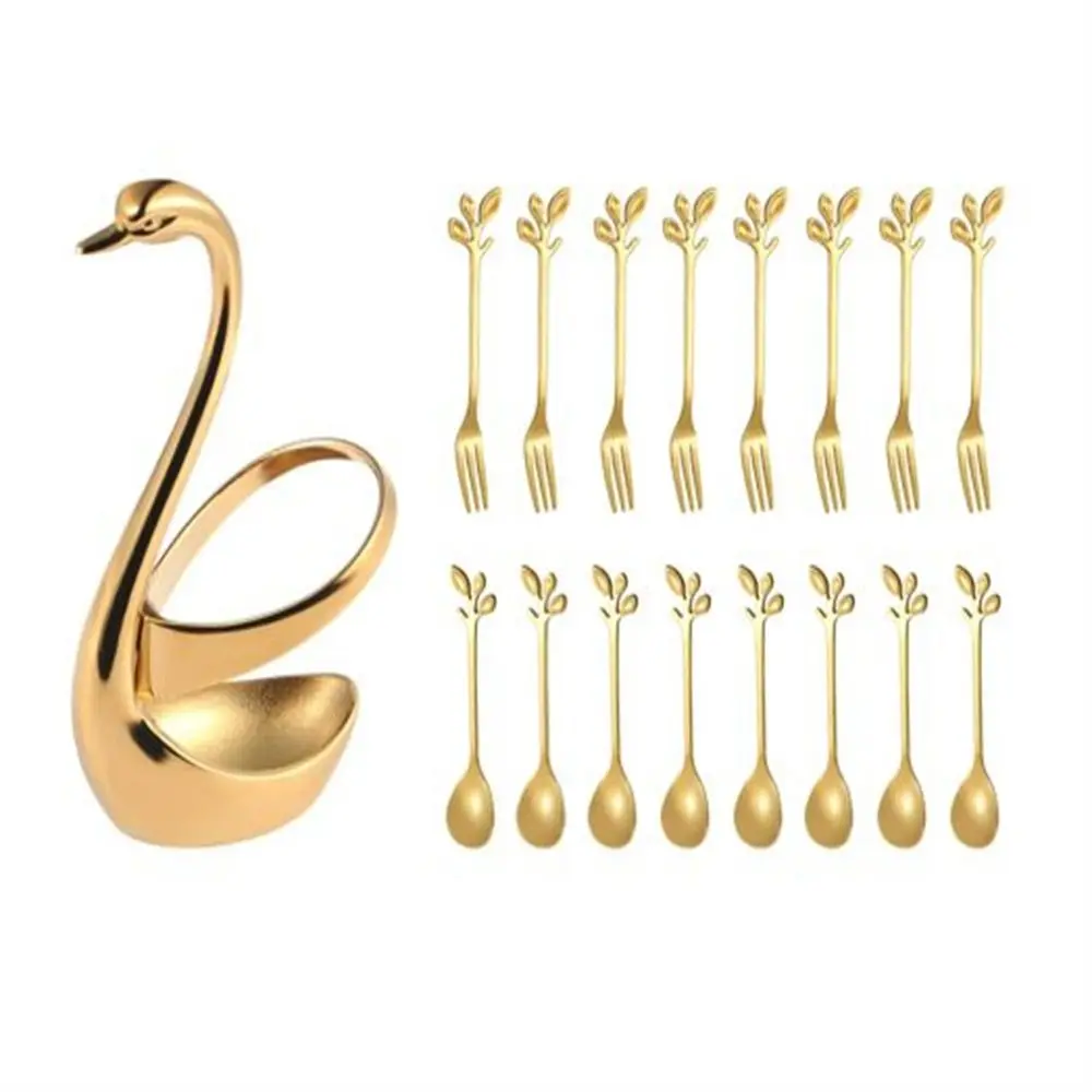 Stainless Steel Gold Swan Base Holder With 16 Pcs 4.7"Small 