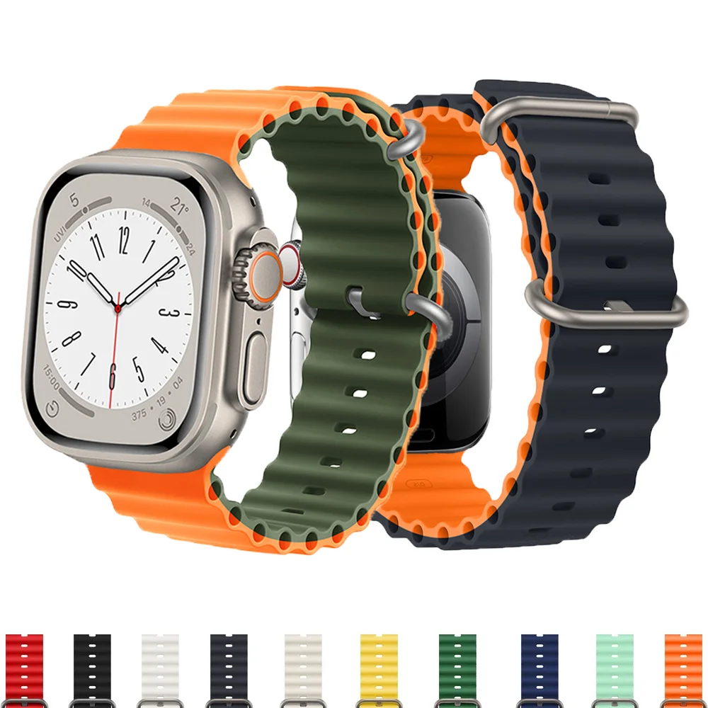 

Силиконовый ремешок Ocean для Apple watch Ultra Band 49 мм 44 мм 40 мм 45 мм 41 мм 42 мм 38 мм 44 45 мм, iWatch series 7 6 3 4 se 8