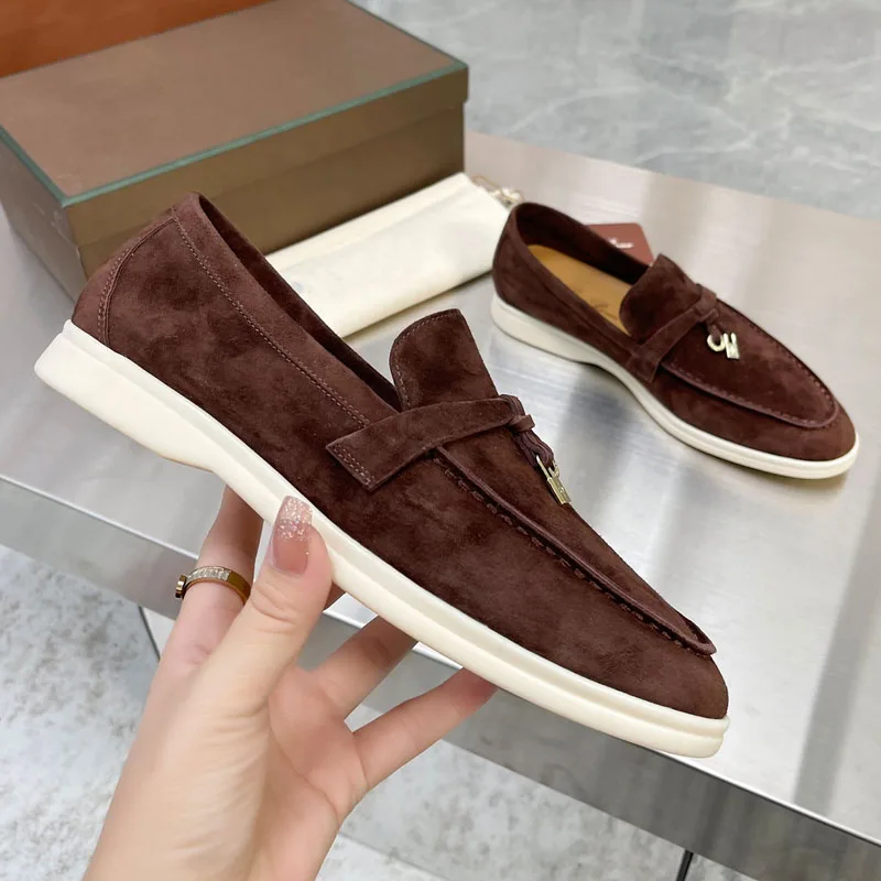 Best Quality Suede Loafers Women Moccasin Summer Walk Shoes Causal Comfortable Slip On Flat Shoes Mules Driving Beanie Shoes