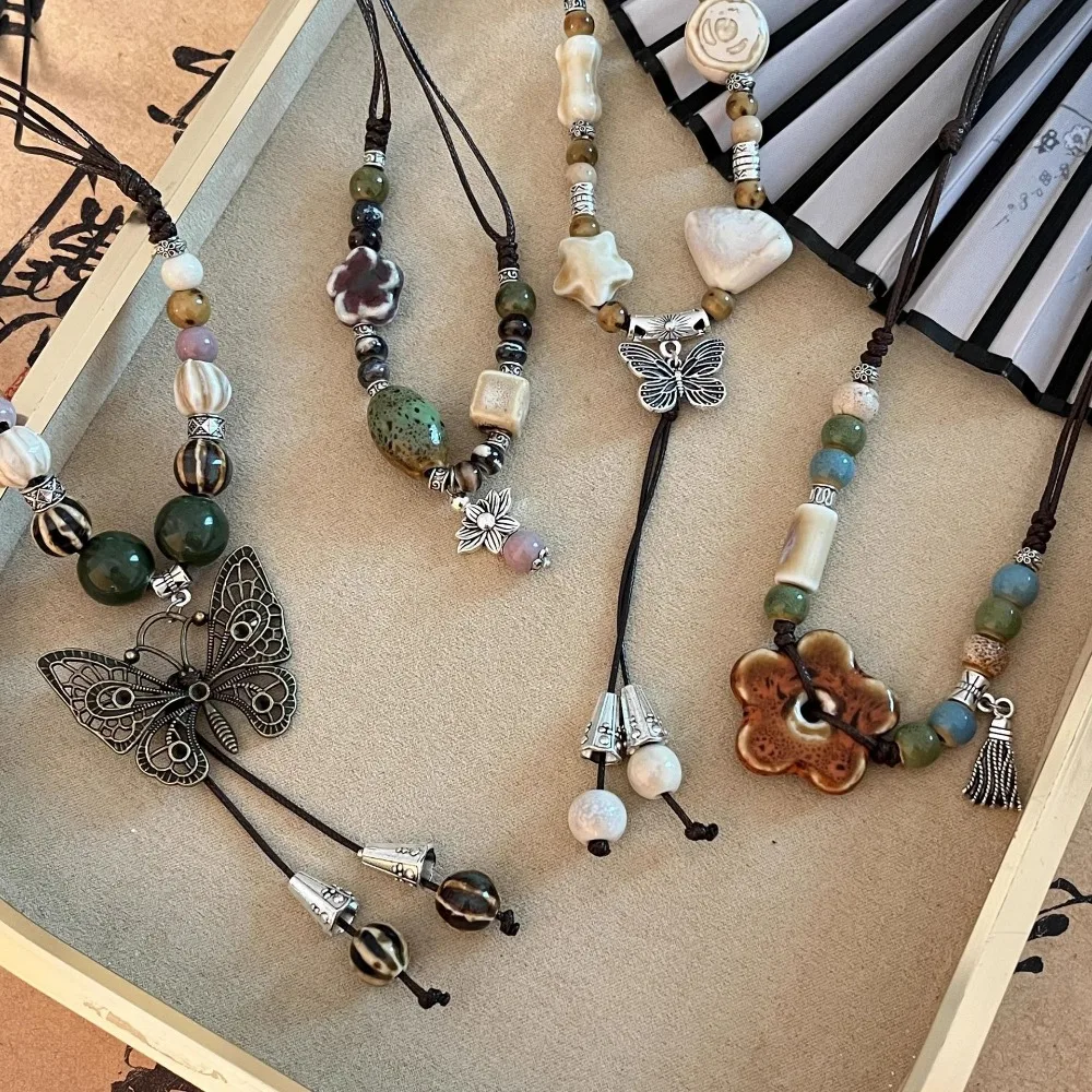 Новое керамическое ожерелье из бисера в этническом стиле оригинальная цепочка