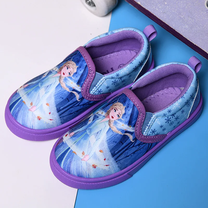 

Disney new spring children's canvas shoes cartoon pattern girls cute frozen elsa student shoes