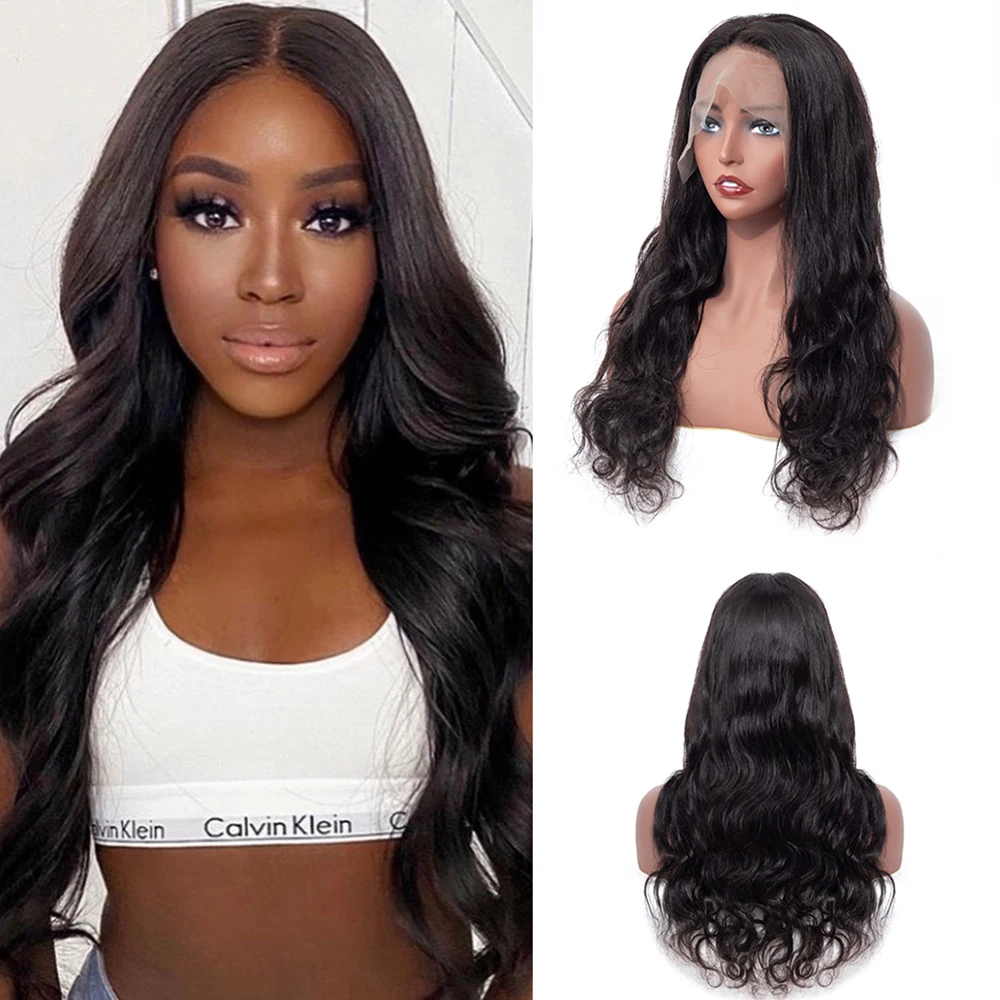 Body Wave Lace Frontal Wig Human Hair High Density Loose Wave Transparent 13X4 Lace Front Wigs For Black Women Pre Plucked
