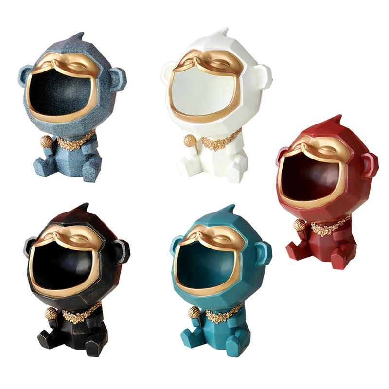 

Cute Big Mouth Monkey Sculpture Resin Jewelry Storage Box Key Storage Rack Wedding Gift Home Decoration