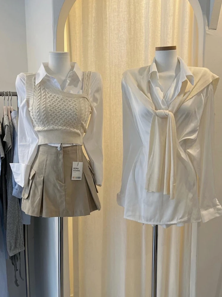 Autumn Match A Complete Set High Sense Skirt set Women Fried Street Age Reduction Vest Shirts Korean Drama Wear Two-piece