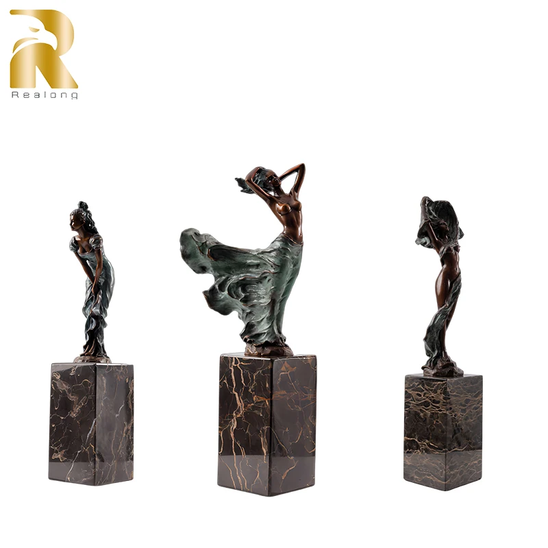 

Bronze Female Statue Beautiful Sexy Bronze Dancer Sculpture With Marble Base Modern Art Home Indoor Decor Ornaments