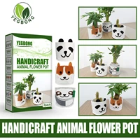 free shipping yegbong handmade small potted plant stand home decoration ornaments panda sloth dog shape felt cloth flower pot