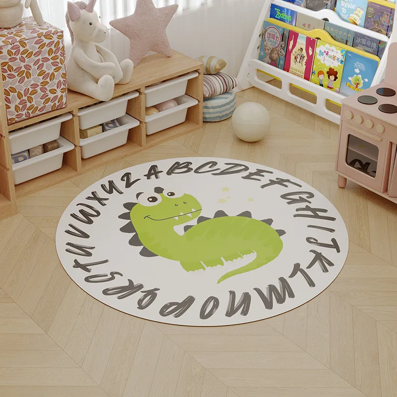 

Cartoon Small Animal Round Leather Carpet Entrance Oil Proof Waterproof Carpet rug