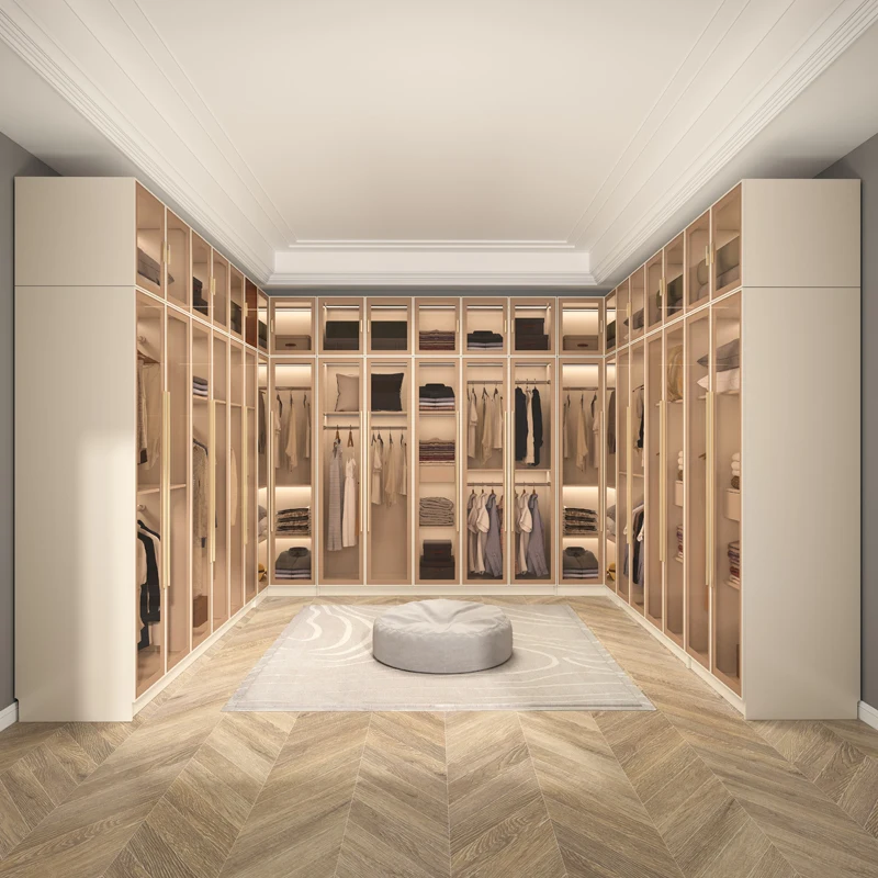 

Luxury wardrobe, household bedroom, modern simple cloakroom, custom cabinet combination, glass door, large wardrobe and small ap