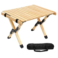 folding wood table portable outdoor indoor all purpose foldable picnic table cake roll wooden table in a bag for picnic camping