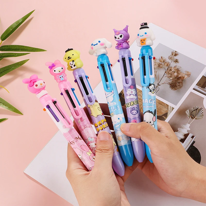 

1 шт. мультфильм Sanrio My Melody 6-цветная канцелярская маркерная ручка Ins цветная ручка для учетной записи шариковая ручка подарки