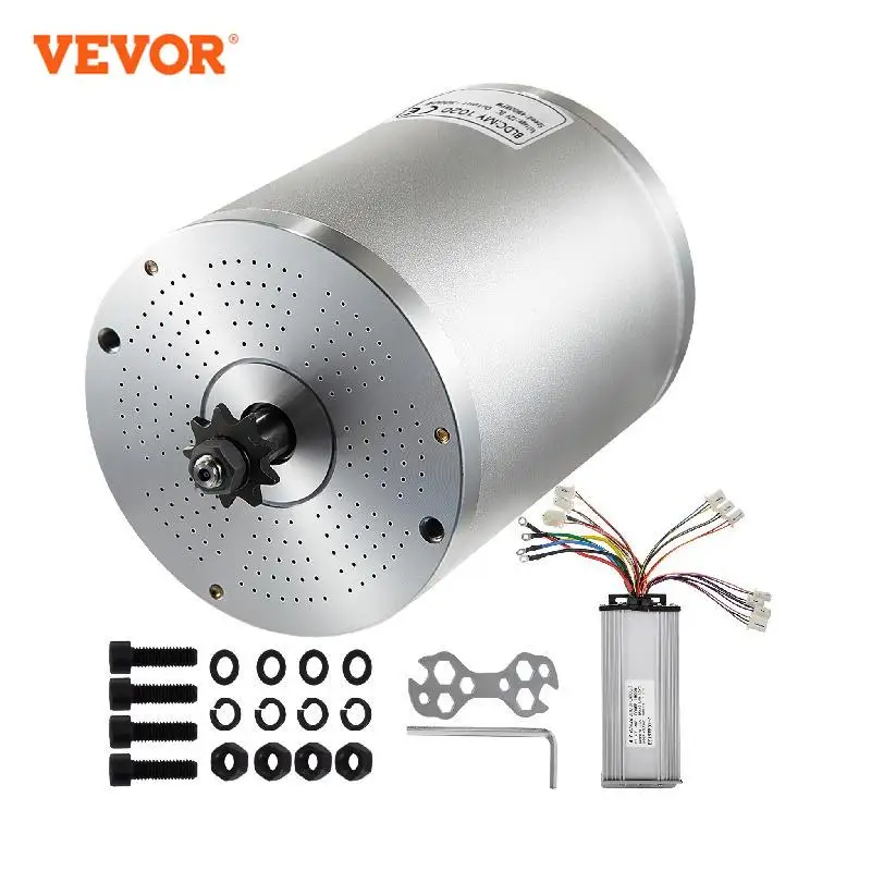 

VEVOR Brushless Electric DC Motor With Controller 48V 72V 1800W 2000W 3000W High Speed Low Noise for E-Scooters Go-Karts E-Bike