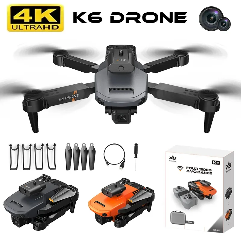 

2022 New K6 Mini RC Drone 4K HD Dual Camera Wifi FPV Obstacle Avoidance Foldable Helicopter Quadcopter Toy