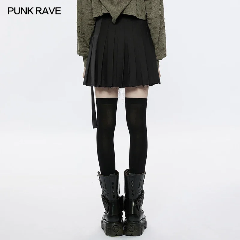 Женская плиссированная юбка-трапеция в стиле Панк RAVE Модные индивидуальные