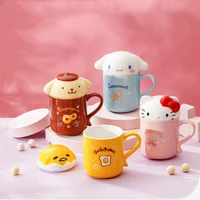 kawaii sanrio accessories mug hello kitty cinnamoroll pom purin gudetama cartoon trendy ceramic mug girl cute home drinking cup