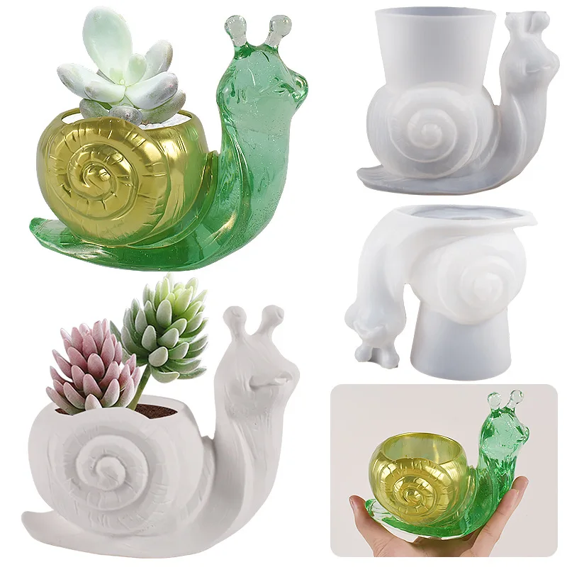 

Snail Flower Pot Silicone Mold DIY Handmade Concrete Cement Candle Jar Molds Animal Storage Box Gypsum Plaster Epoxy Resin Mould