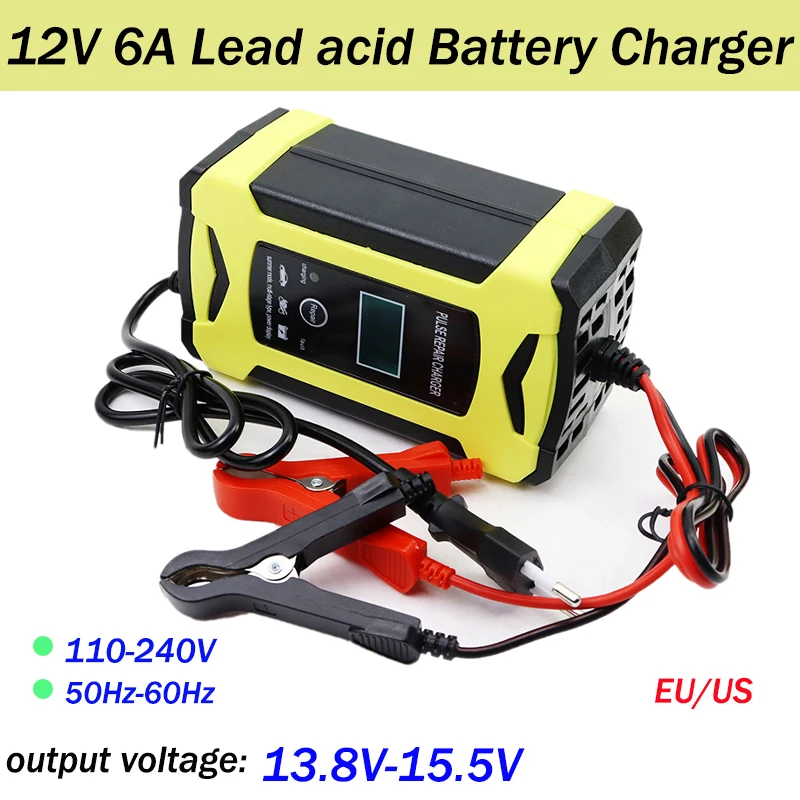 

12V 6A Digital Car Battery Charger Fully Automatic Repair Charge For Car Motorcycle Fully Automatic12v Lead acid Battery Charger