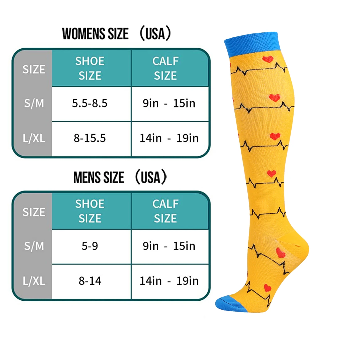5 Pairs Compression Socks for Men Women15-20 mmHg Knee High Medical Stocking Support for Nurses Pregnancy Flight Travel Athletic