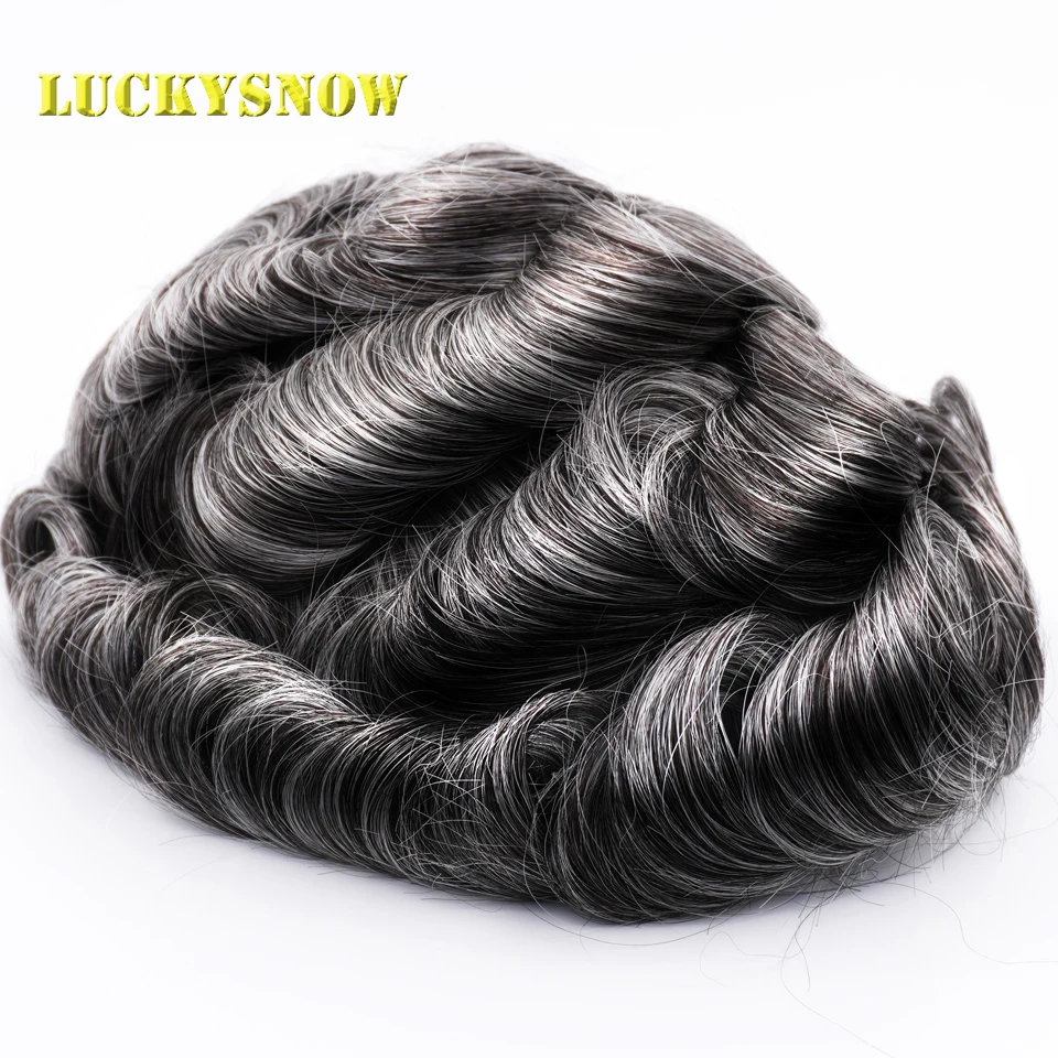 Men Toupee Hairpieces 100% Natural Human Hair Wigs Male Remy Hair Pieces Unit for Men Wigs Injection Full Pu 0.1mm 1B/50#Color