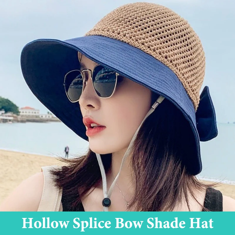 

Summer Breathable Mesh Bucket Hats For Women Fashion Wide Brim Foldable Empty Top Sun Hat Floppy Beach Cap Hollow Fisherman Hat