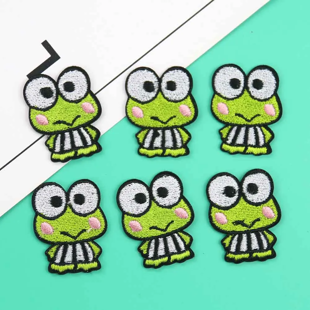 5 шт. Забавные тапочки с большим глаз нашивки в виде лягушек компьютерной вышивки