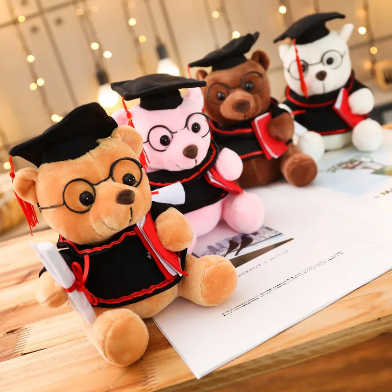 

Graduation Dr. Bear Plush Toy Cute Stuffed Animal Plushie Teddy with Cap for Graduates Students Doll Gift for Kid Children's Day