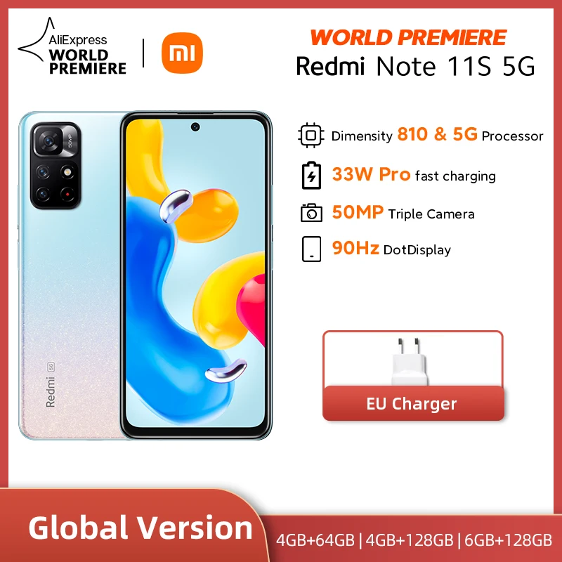 Глобальная версия смартфона Xiaomi Redmi Note 11S, экран 810 дюйма, NFC, 33 Вт, тройная камера 50 МП 