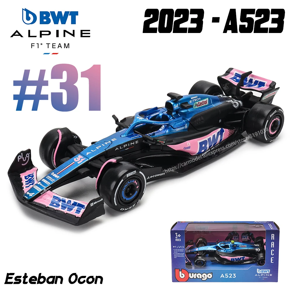 

Bburago 1:43 NEW 2023 Alpine F1 Team A523 31# Esteban Ocon 10# Pierre Gasly Formula One Alloy Super Toy Die cast car model