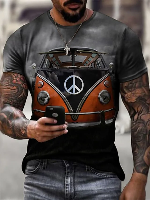 

2022 Men's Tee T Shirt 3D Print Graphic Geometric Round Neck Party Daily Print Short Sleeve Tops Casual Streetwear Shirts