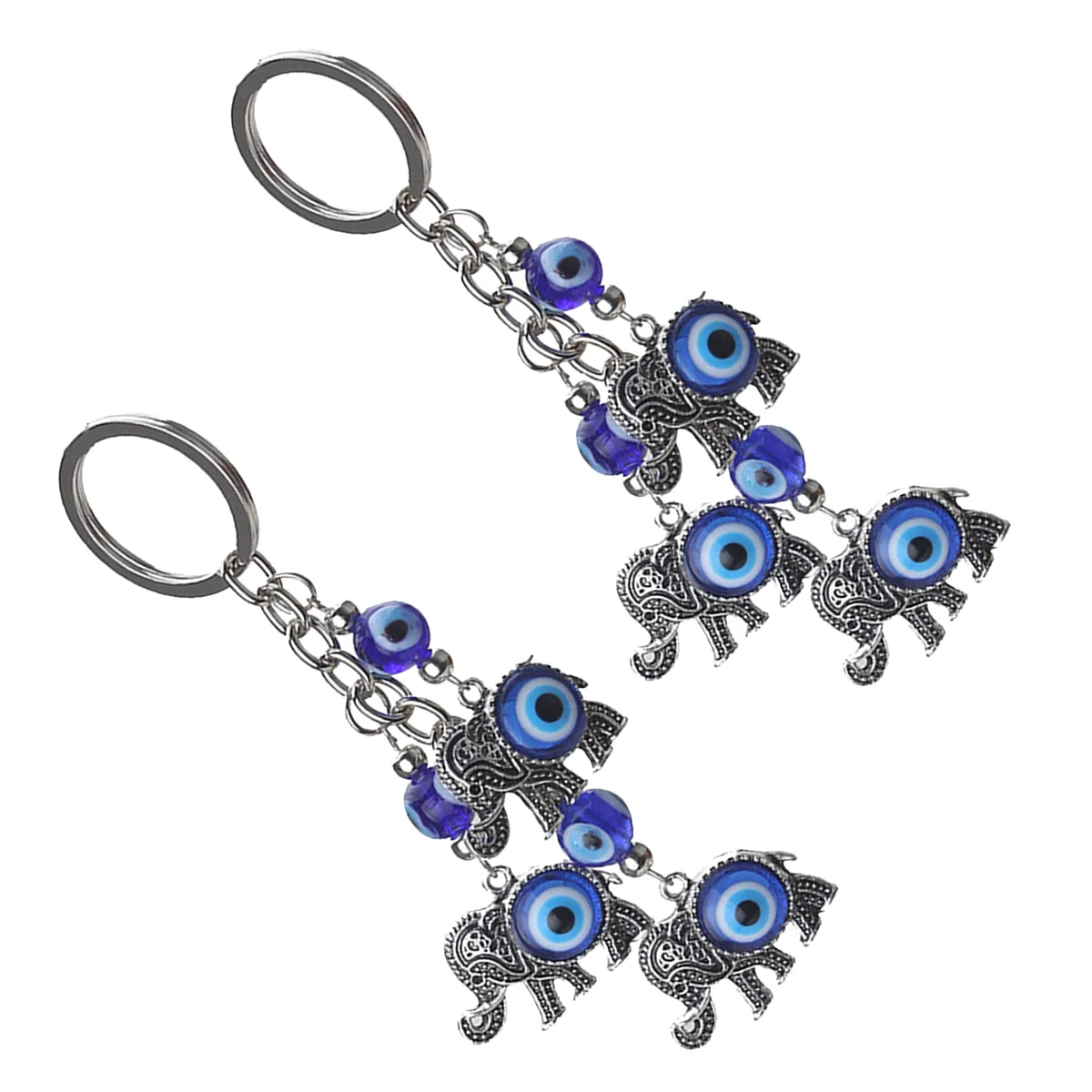 

2 Pcs Key Chain Girl Keychain Decor Elephant Eyes Design Pendant Delicate Ring Zinc Alloy DIY Bag Miss Evil Hanging