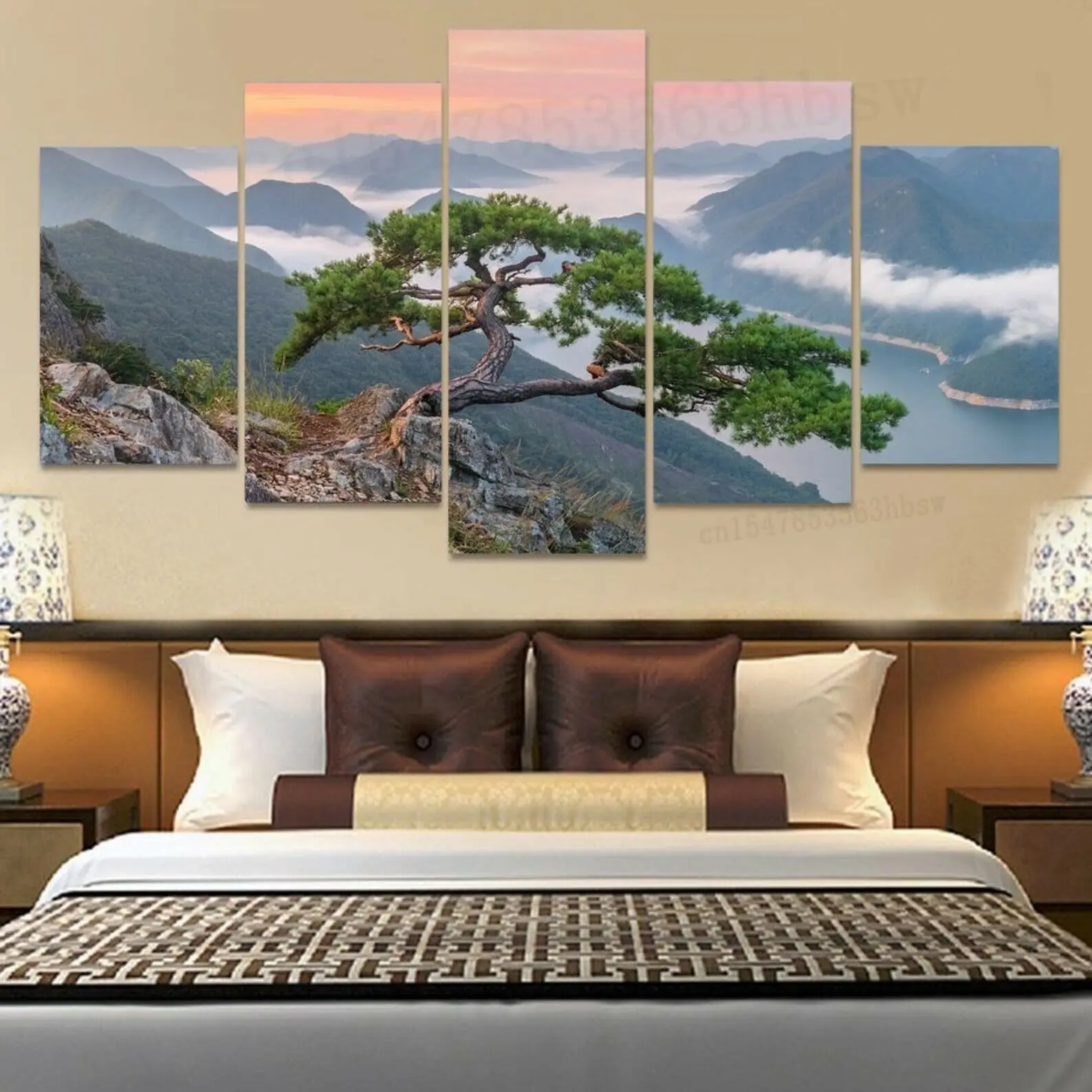 

Landscape Bonsai Tree 5 Piece Canvas Print Wall Art Poster Home Decoration 5 Panel HD Print Pictures Room Decor Paintings