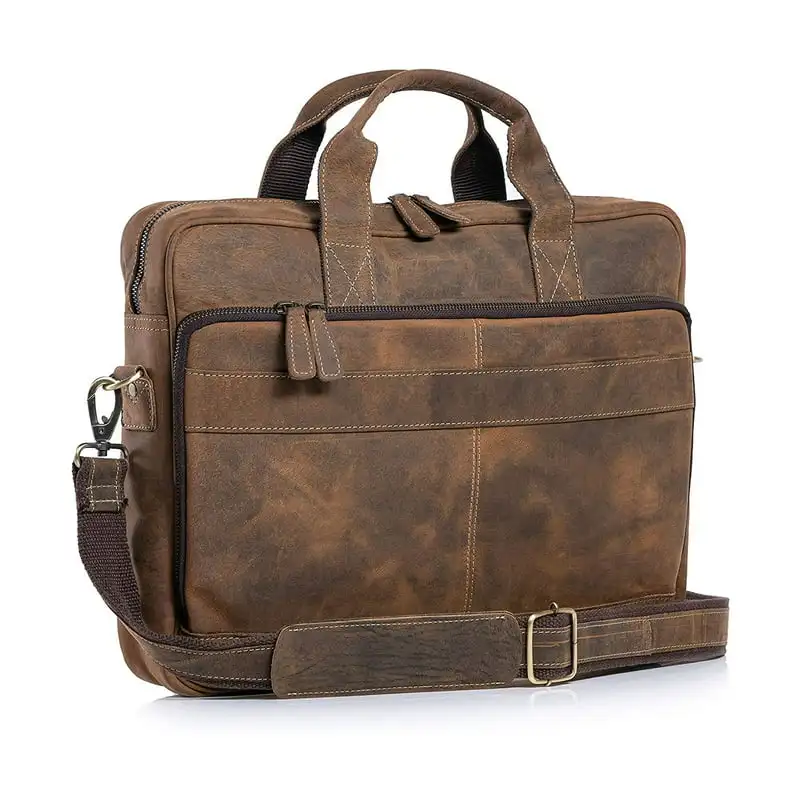 18 Inch Laptop/ Messenger Bags for Men and Women Best Office School College briefcase Satchel Bag (Distressed Tan)