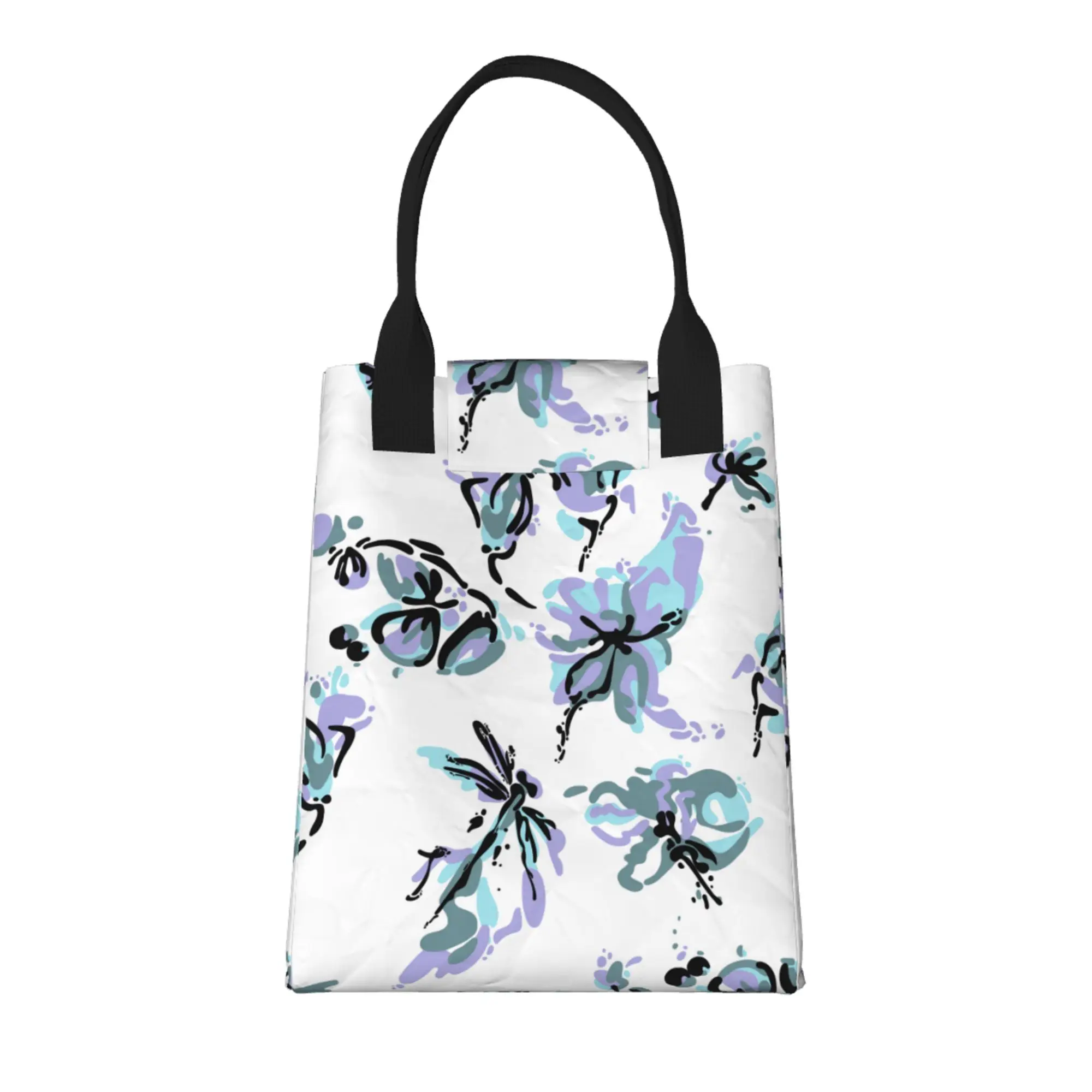 

Floral Flowers Large Trendy Grocery Tote with Handles, Reusable Shopping Bag Made of Durable Vintage Cotton Fabric