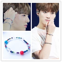 kpop bangtan boys bracelets jung kook color bracelet bulletproof youth group beaded elastic wrist accessories friend fans gift