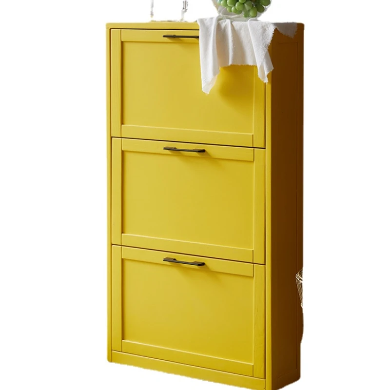 

PQF Thin Entry Entrance Cabinet Solid Wood Ultra-Thin Tilting Shoe Cabinet Home Doorway against the Wall